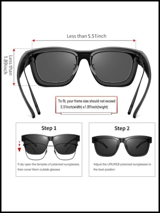 Polarized Fit Over Sunglasses Oversized Square UV400 Protection